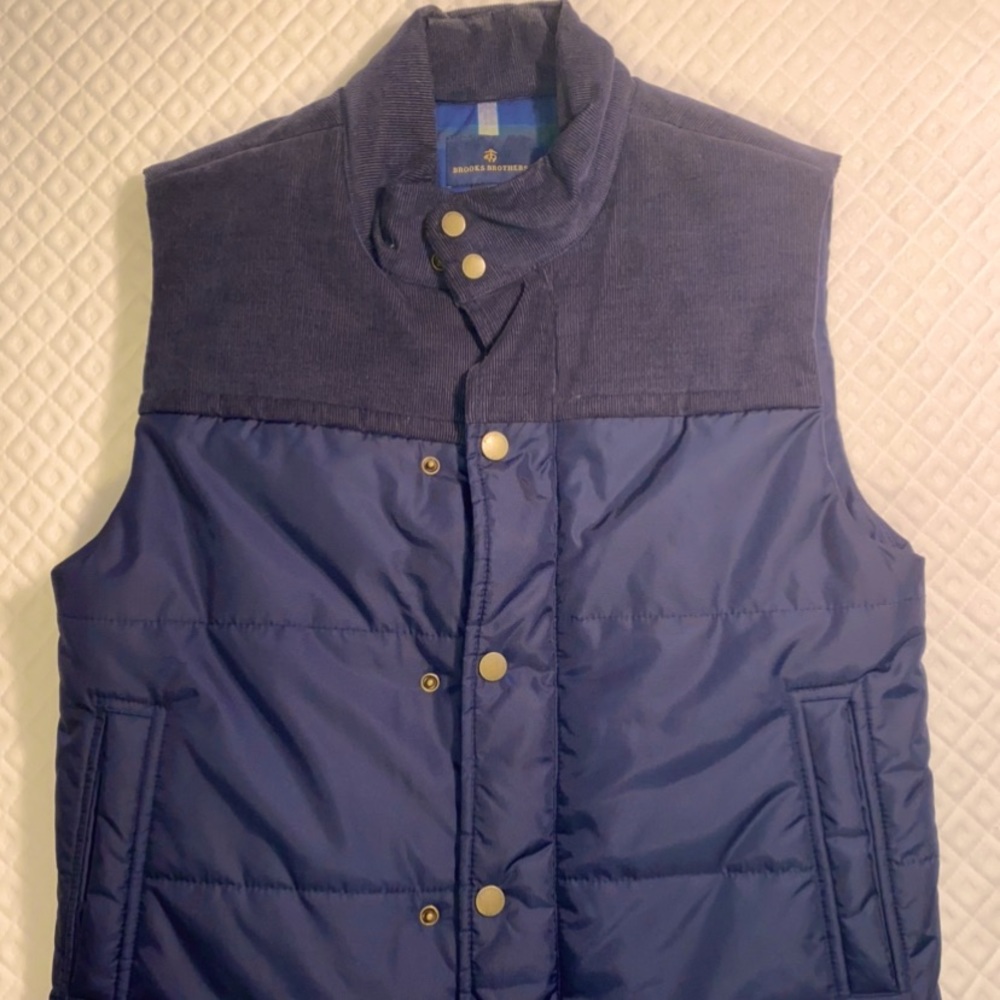 Brooks Brothers Corduroy Down Vest - Navy - Small